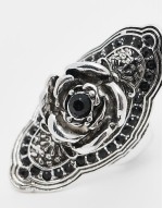 oversized unisex ring with rose in silver