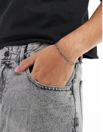 waterproof stainless steel figaro chain bracelet in silver tone