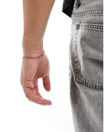 waterproof stainless steel figaro chain bracelet in silver tone