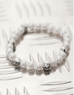 pearl elasticated bracelet with metal beads