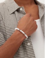 pearl elasticated bracelet with metal beads