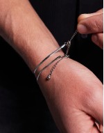 2 pack waterproof stainless steel  snake chain bracelet in silver tone