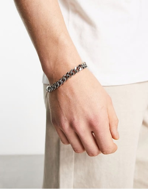 chunky chain bracelet in silver tone