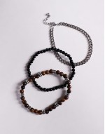 festival beaded 3 pack bracelet in brown