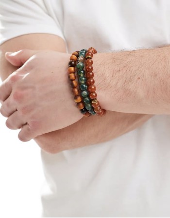 festival beaded  3 pack bracelets in multi