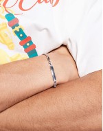 festival waterproof stainless steel bar detail chain bracelet in silver