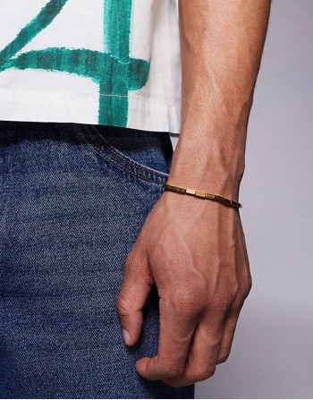 festival waterproof stainless steel chain and metal beaded bracelet in gold