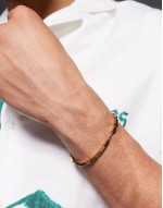 festival waterproof stainless steel chain and metal beaded bracelet in gold