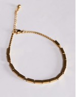 festival waterproof stainless steel chain and metal beaded bracelet in gold