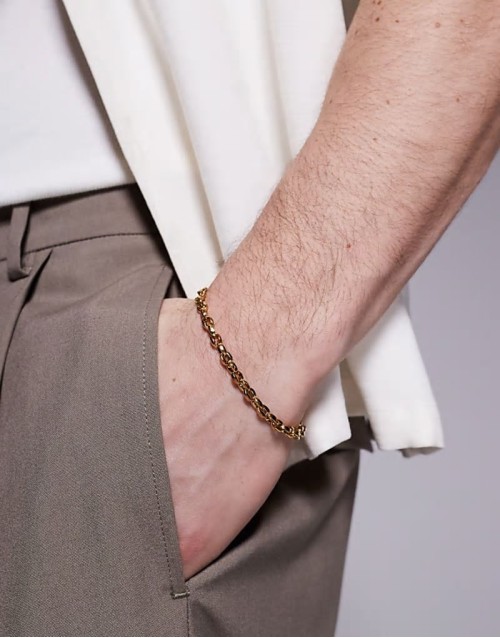 waterproof stainless steel chain bracelet in gold