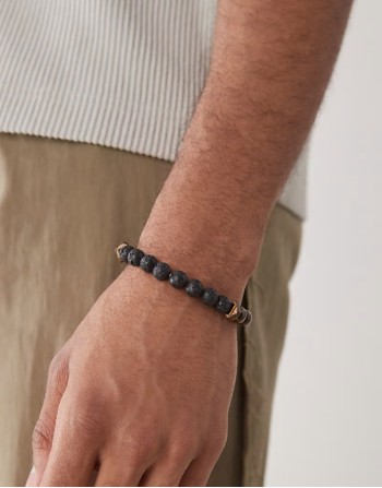 beaded bracelet in matte black and brown stone