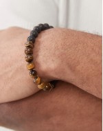 beaded bracelet in matte black and brown stone