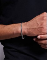 waterproof stainless steel skinny square chain bracelet in silver tone