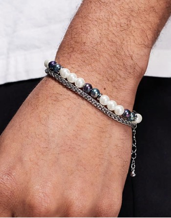 festival faux pearl 2 pack bracelet in multi