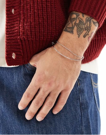 wrap around double effect minimal bracelet in stainless steel