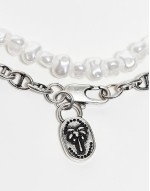 pack of two pearl and chain bracelets in silver