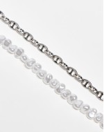 pack of two pearl and chain bracelets in silver