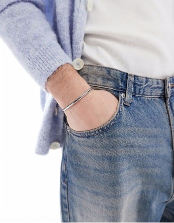 minimal rounded bangle in stainless steel