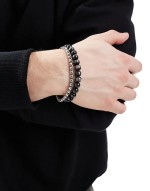 festival chain and beaded 2 pack bracelets in black