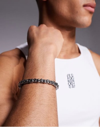 waterproof stainless steel chunky link chain bracelet in silver