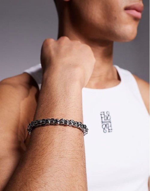 waterproof stainless steel chunky link chain bracelet in silver