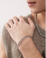 multirow curb chain bracelets in silver