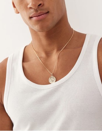 St Christopher coin chain necklace in gold