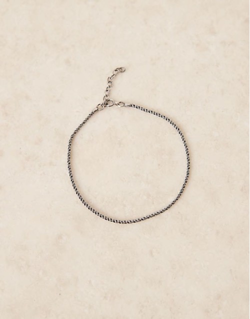 sterling silver rope chain bracelet in burnished silver