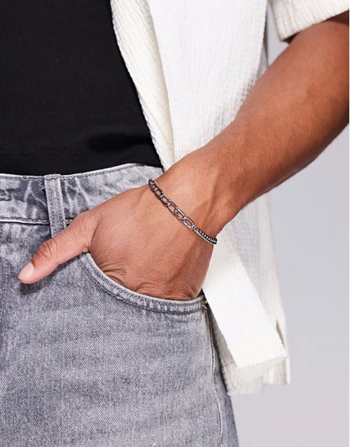 mixed chain bracelet in silver tone