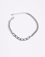 mixed chain bracelet in silver tone