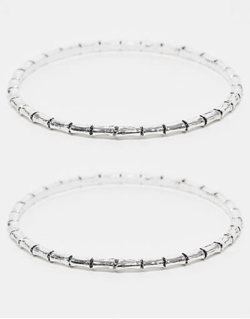 unisex bamboo bracelet 2 pack in silver