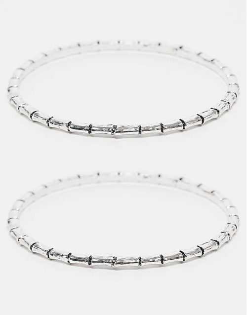 unisex bamboo bracelet 2 pack in silver