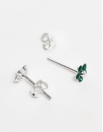 emerald gemset flower stud earrings in sterling silver
