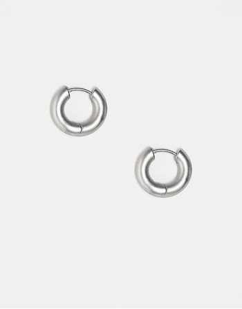 unisex everyday matte silver hoop earrings