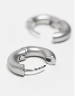 unisex everyday matte silver hoop earrings