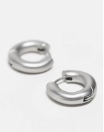 unisex everyday matte silver hoop earrings