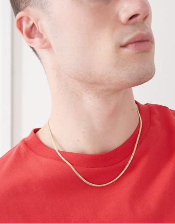 thin herringbone chain necklace in gold