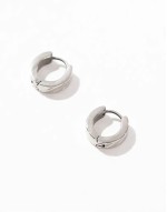 engraved texture hoop earrings in silver