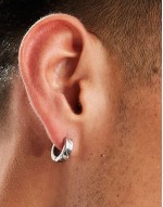 engraved texture hoop earrings in silver