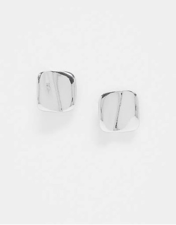 unisex molten stud earrings in silver