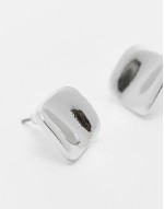 unisex molten stud earrings in silver