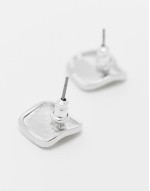 unisex molten stud earrings in silver