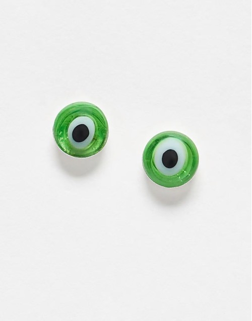 eye stud earrings in green