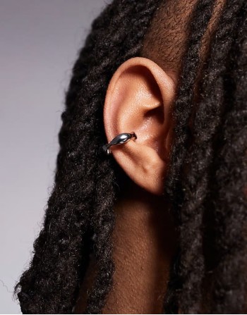 festival molten ear cuff in silver tone