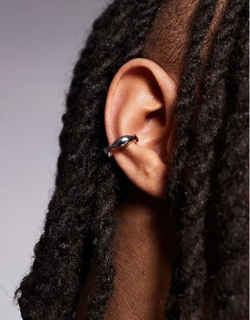 festival molten ear cuff in silver tone