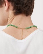 beaded necklace in dark green