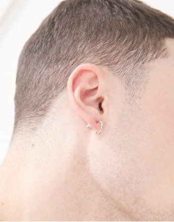 stud hoop earrings in silver