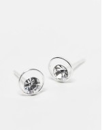 cutout stud earring with gem in sterling silver