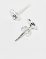 cutout stud earring with gem in sterling silver