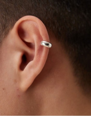 festival sterling silver rounded edge ear cuff in silver